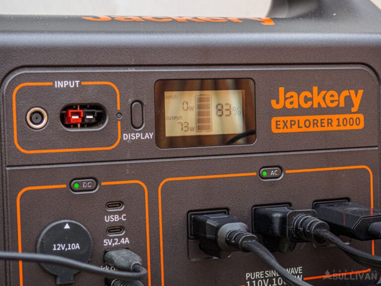 jackery explorer 10000 closeup of charging devices