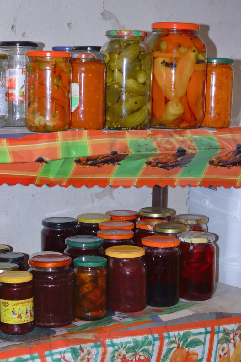 home canned food on pantry shelves