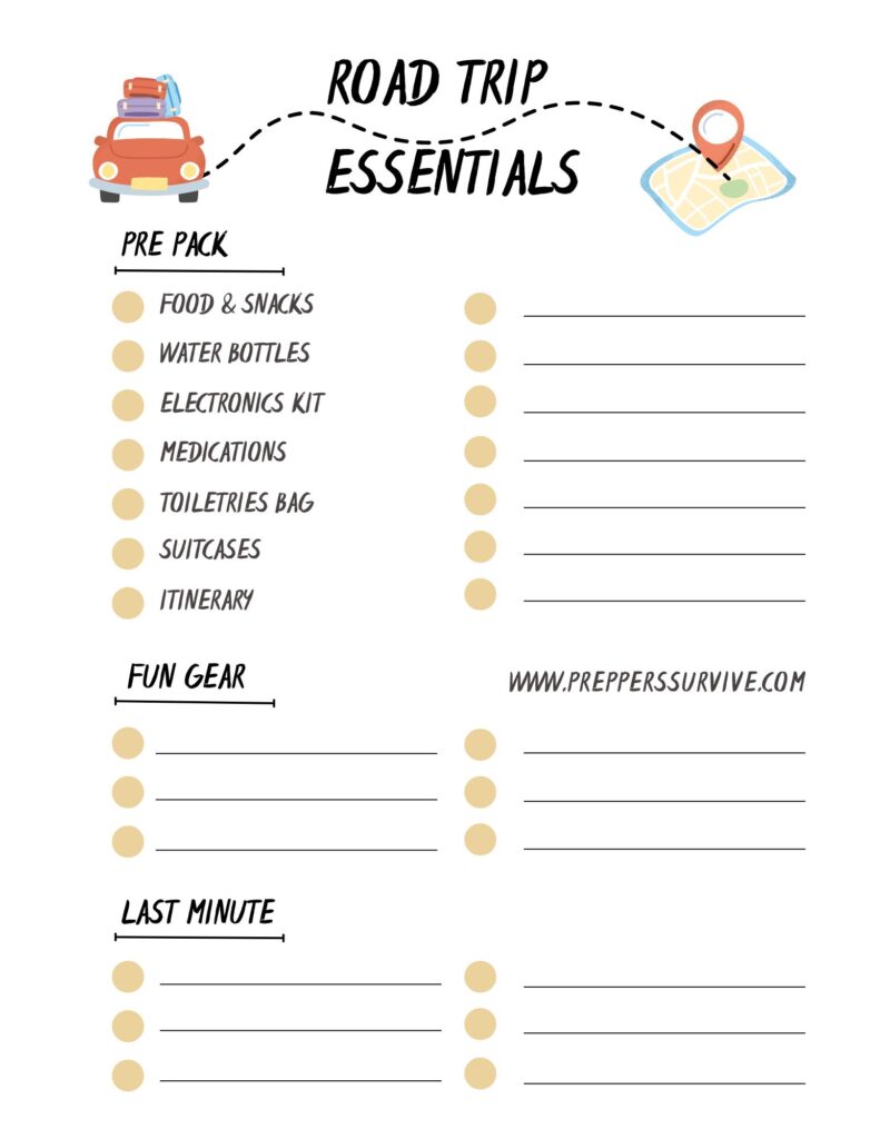 Twenty Two Road Trip Essentials Checklist