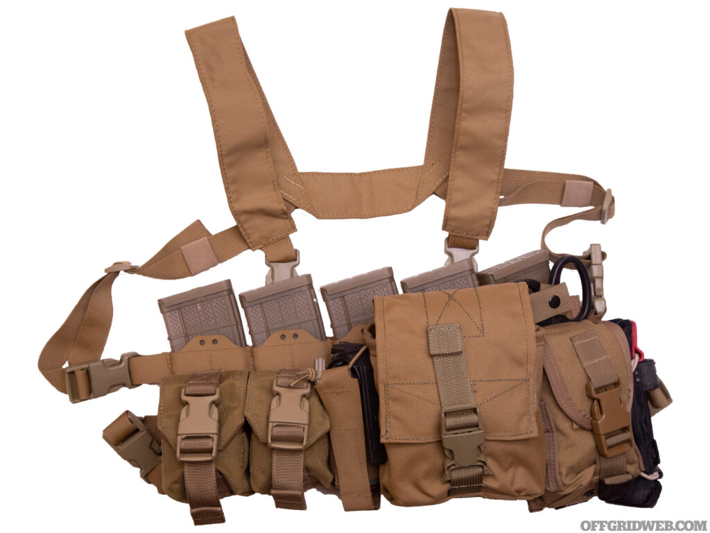 Studio photo of the fully loaded Parashooter Pathfinder chest rig.