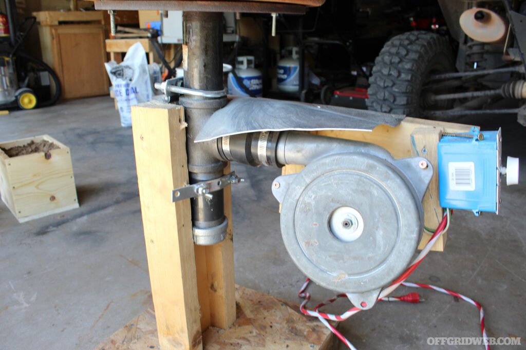 Photo of the blower assembly for a home made forge.