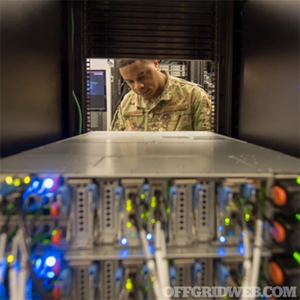 Photo of someone in the military checking sensitive electronic equipment.