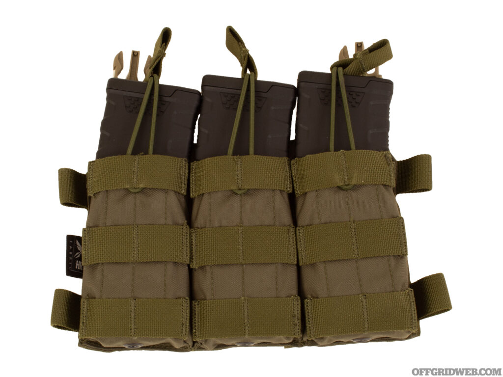 Studio photo of a magazine pouch that can hold three 30-round mags.