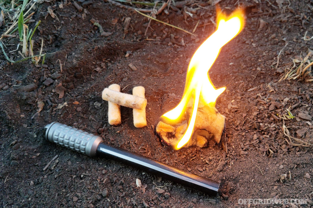 Photo of a fero rod and fire starter plugs.