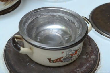 heating water in improvised double boiler