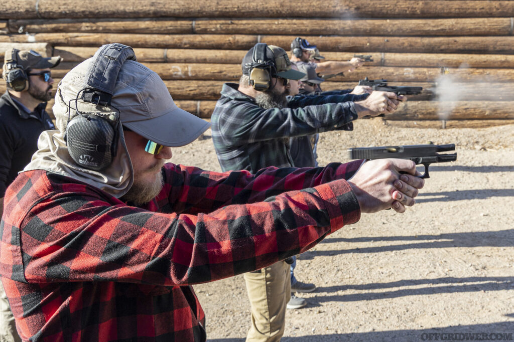 Photo of several men training on the core concepts of concealed carry.