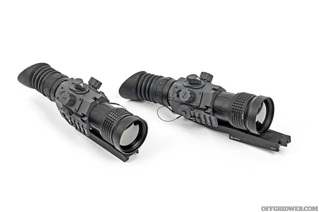 Studio photo of two Armasight thermal optics sitting side by side.