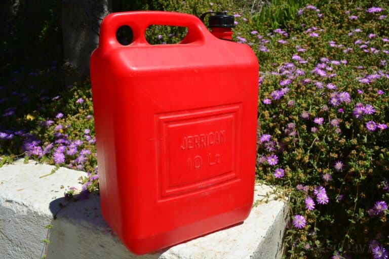 red 10 liter Jerry petrol canister