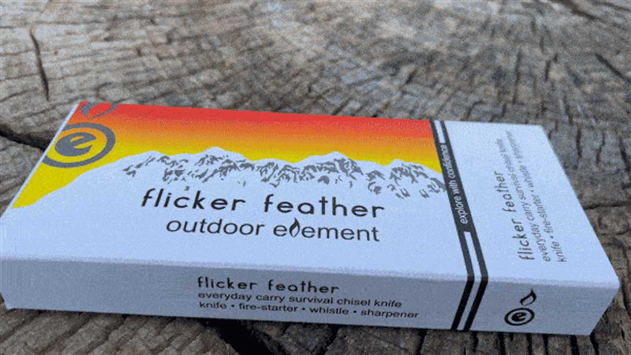 GIF of unboxing the flicker feather knife by Outdoor Element.