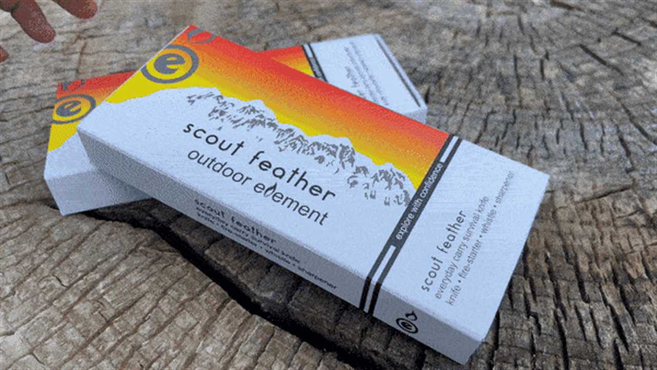 GIF of unboxing the Scout Feather knife by Outdoor Element.