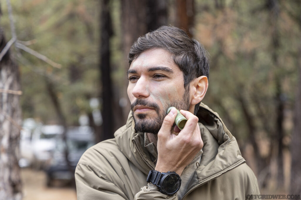 Student applying face paint.