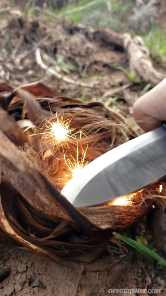 Photo of a spark from a ferro rod.