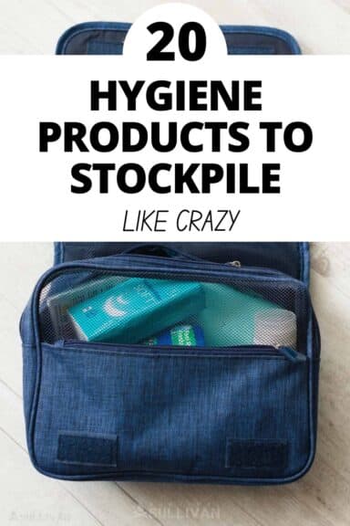 hygiene products stockpile Pinterest image