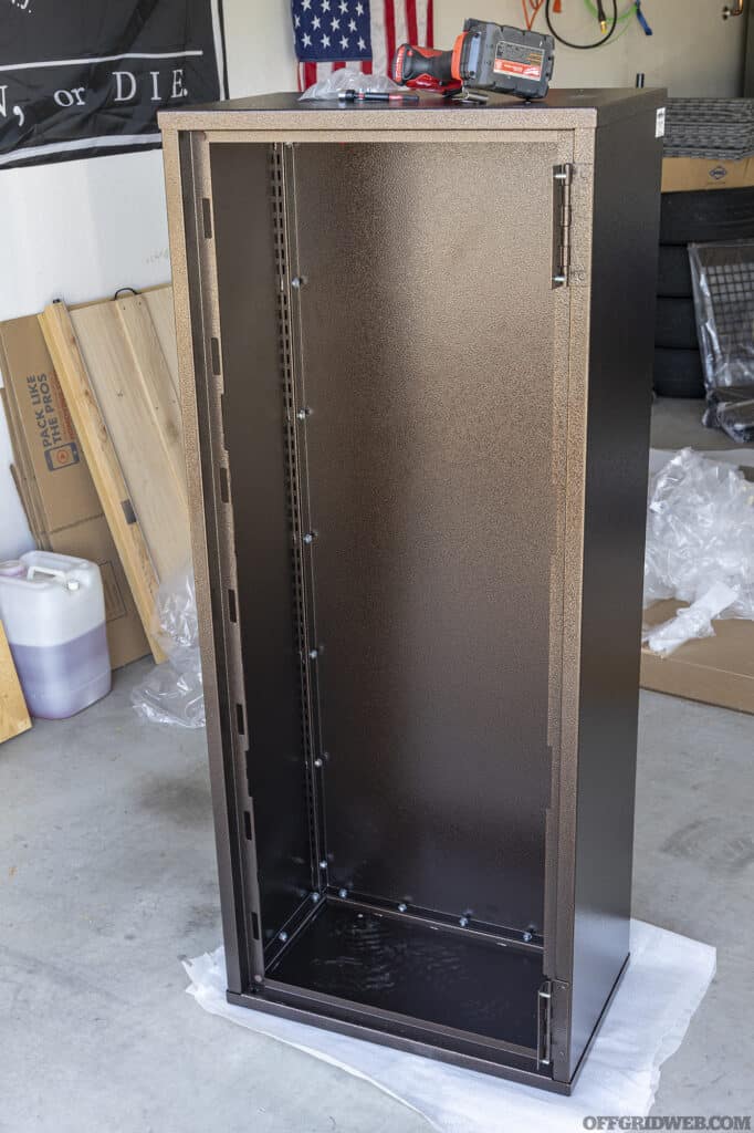 A view of the cabinet without the door installed.