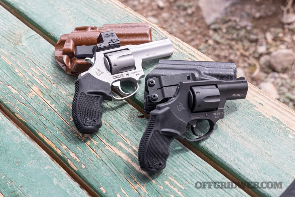 Image of two wheelguns with kydex holsters