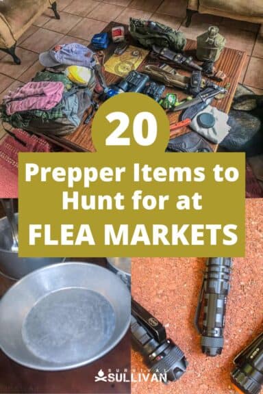 flea market survival items pin