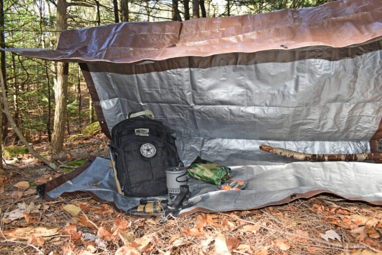 a lean-to tarp shelter