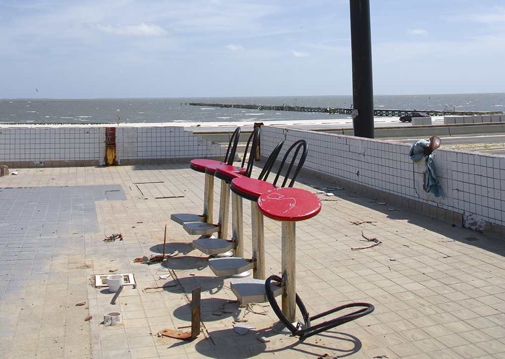 Image of a Waffle House Restaurant torn apart by Hurricane Katrina on the Biloxi, Mississippi coast.