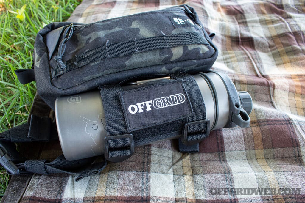 Image of a Geopress in carry bag with Offgrid patch