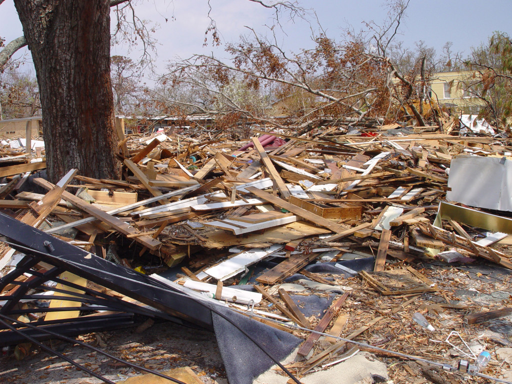 destroyed building after a hurricane