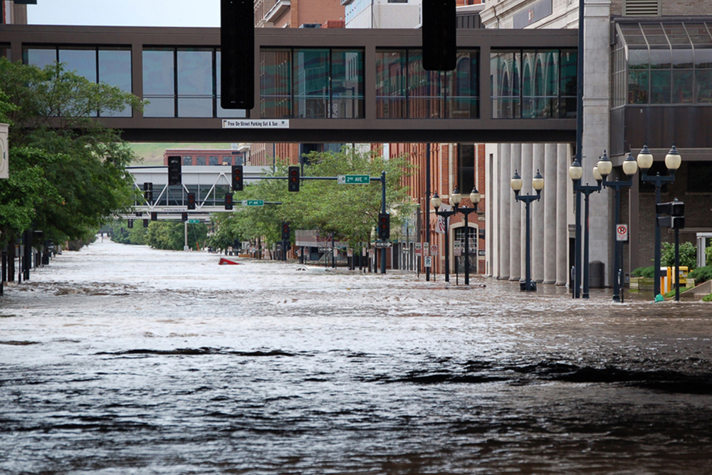 image of a flooded road after a storm