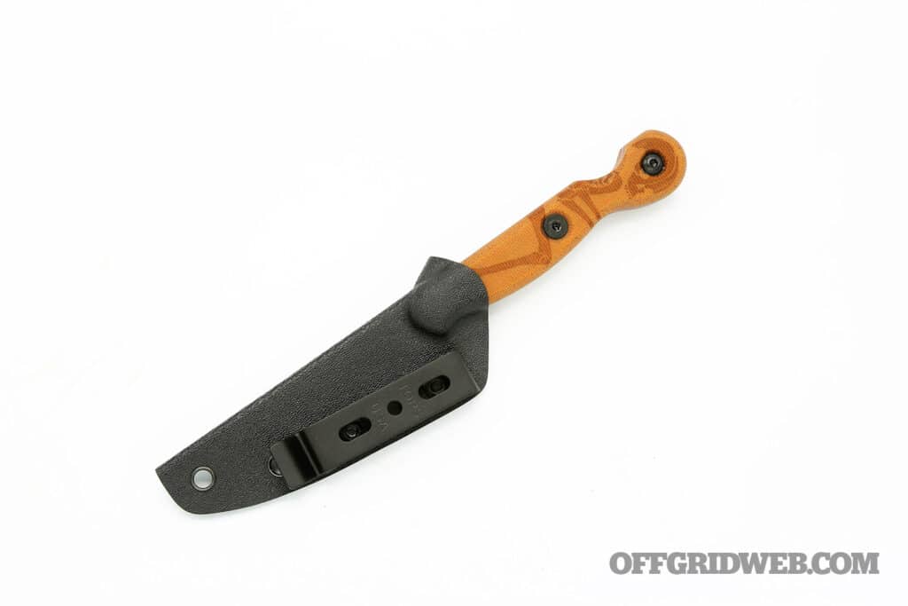 Image showing the knife in kydex sheath and metal clip 