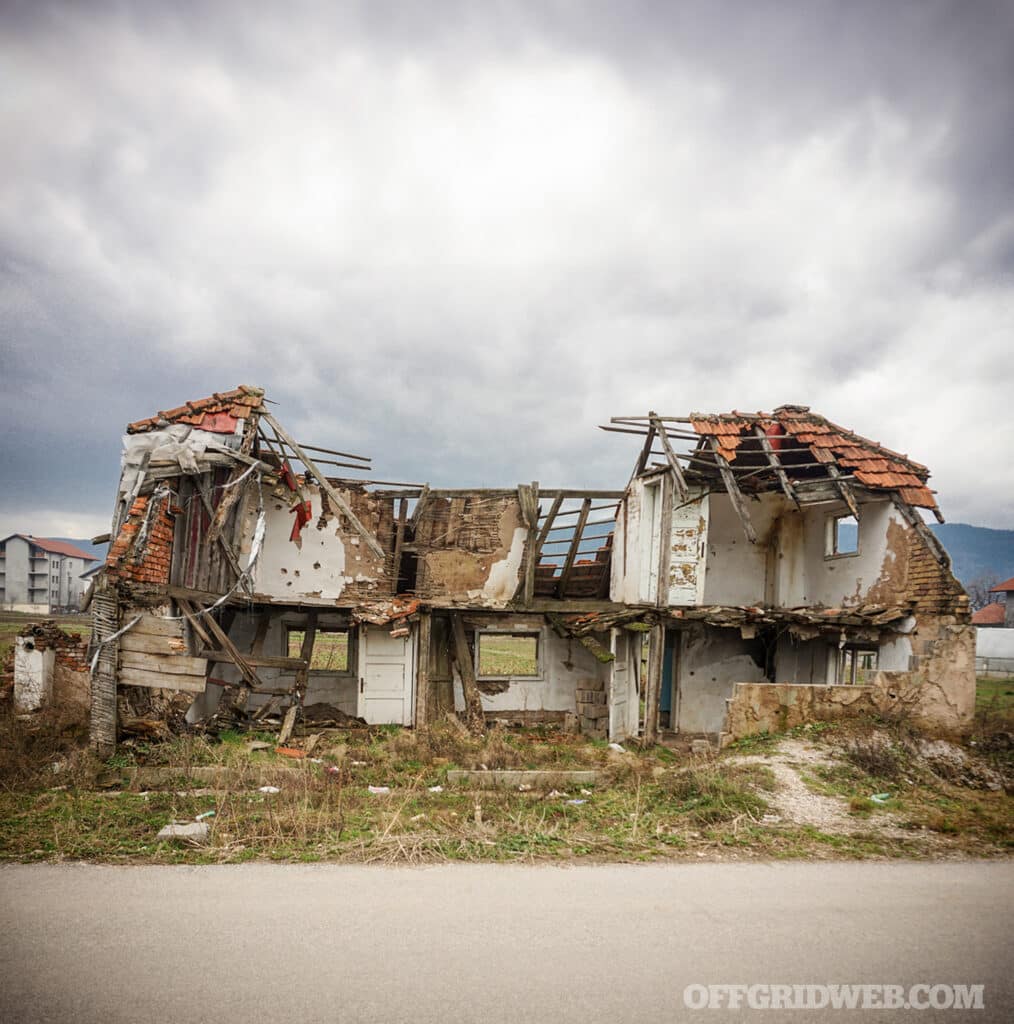 a destroyed home during the Balkan war