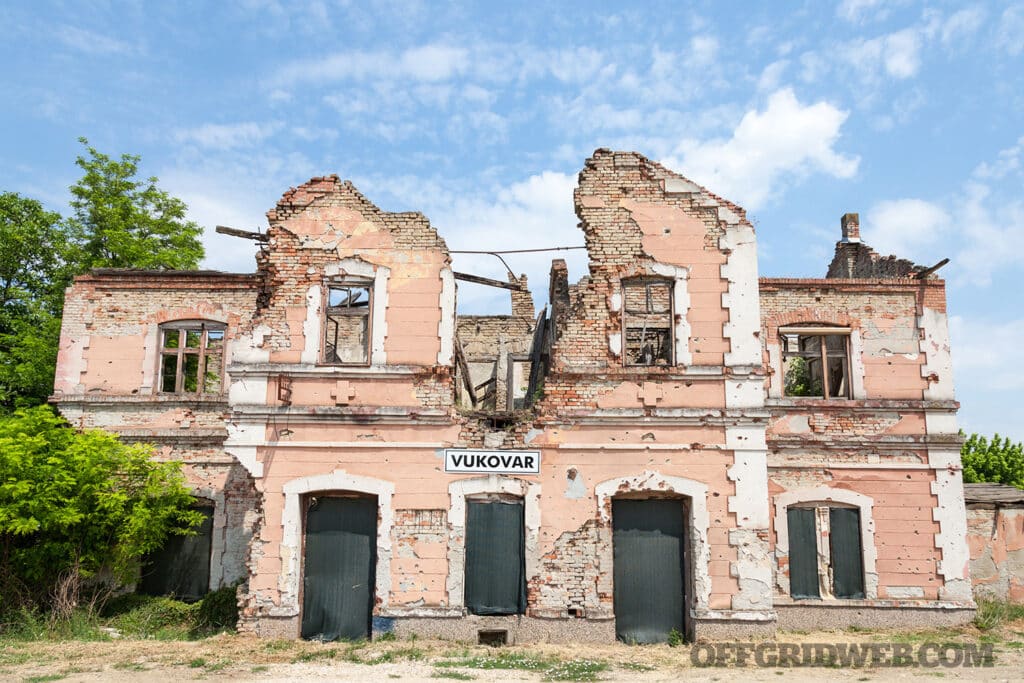 destroyed building from the Balkan war