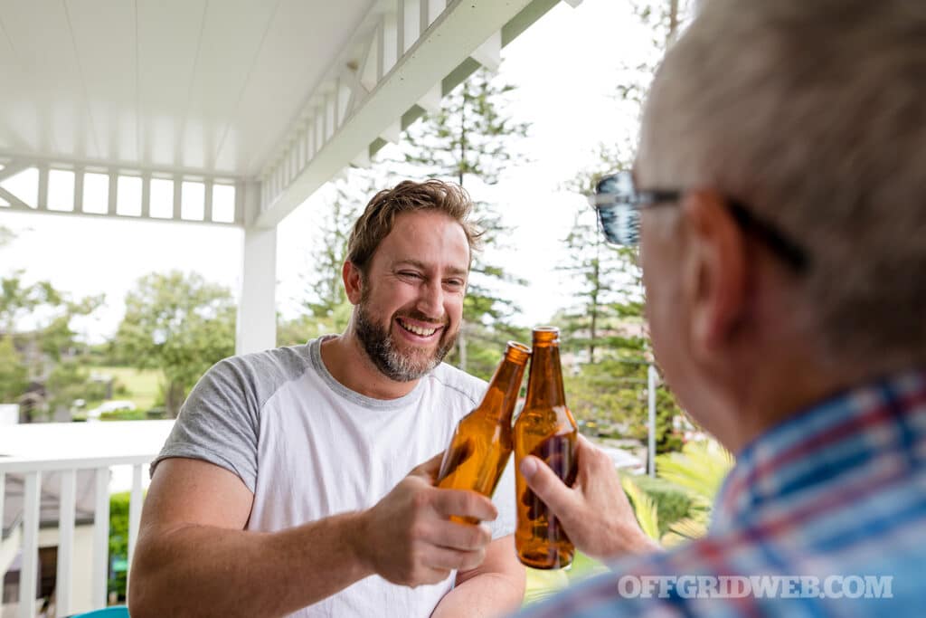 Image of two men drinking beer