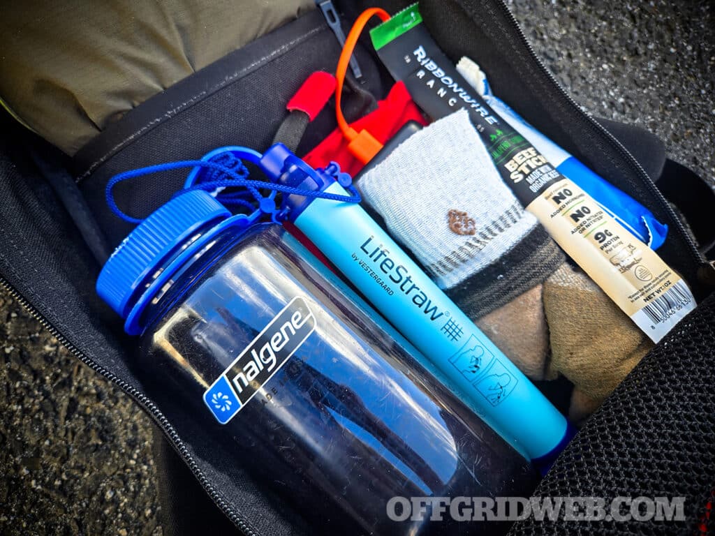 image if survival gear in a GORUCK bag