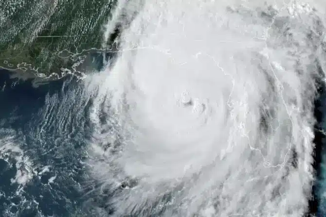 Satellite image of a hurricane.