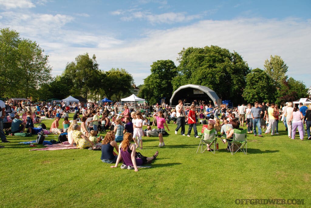 image of a crowded festival one may need to bug out from