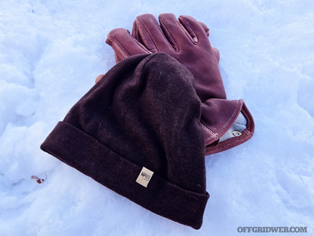 image of a wool hat and leather gloves