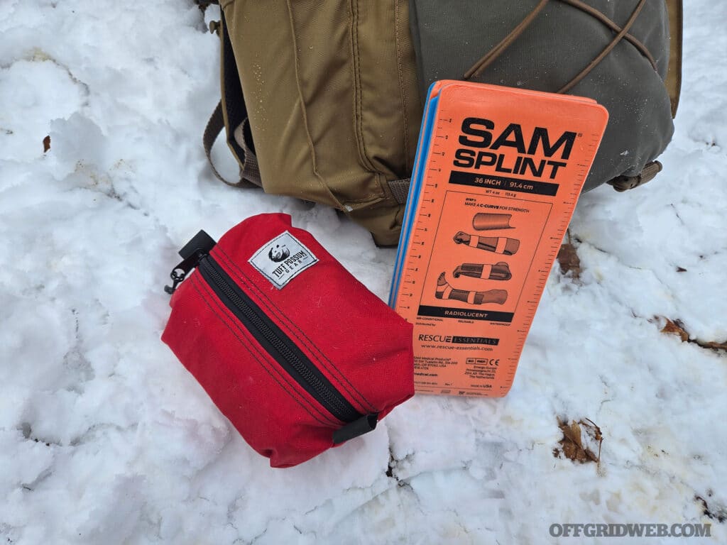 Medical survival kit equipment in a go bag