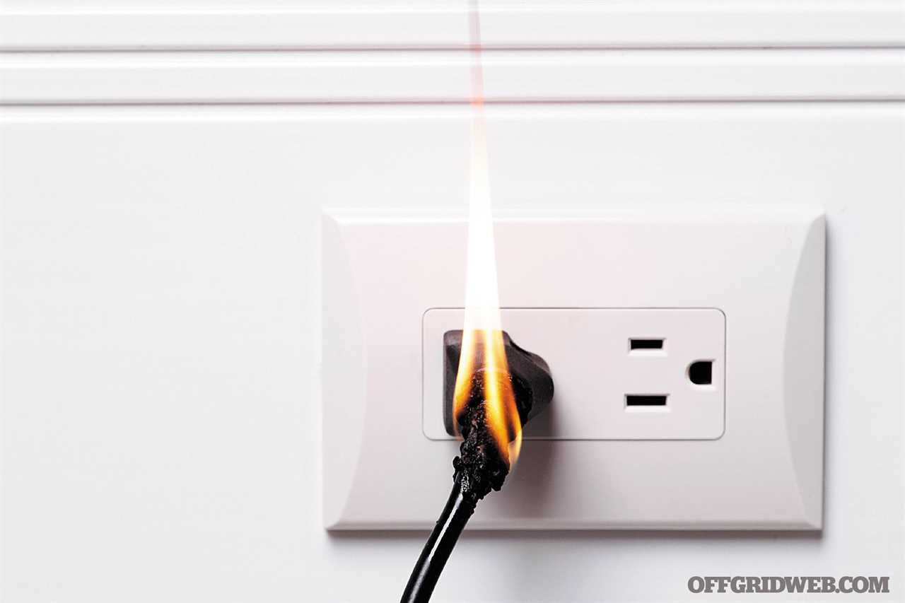 a house electrical outlet on fire