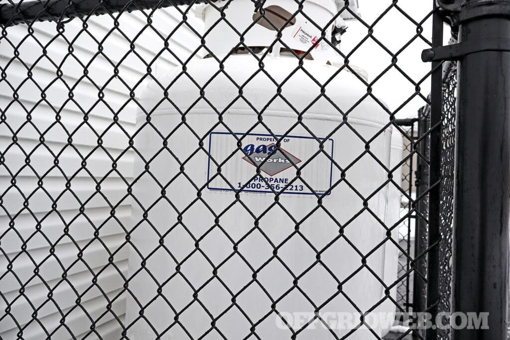 propane tanks locked in cage