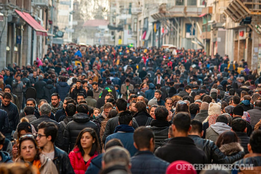 image of a crowed city block