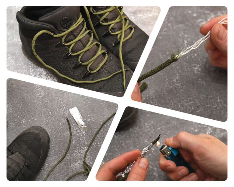 Paracord shoelaces steps collage